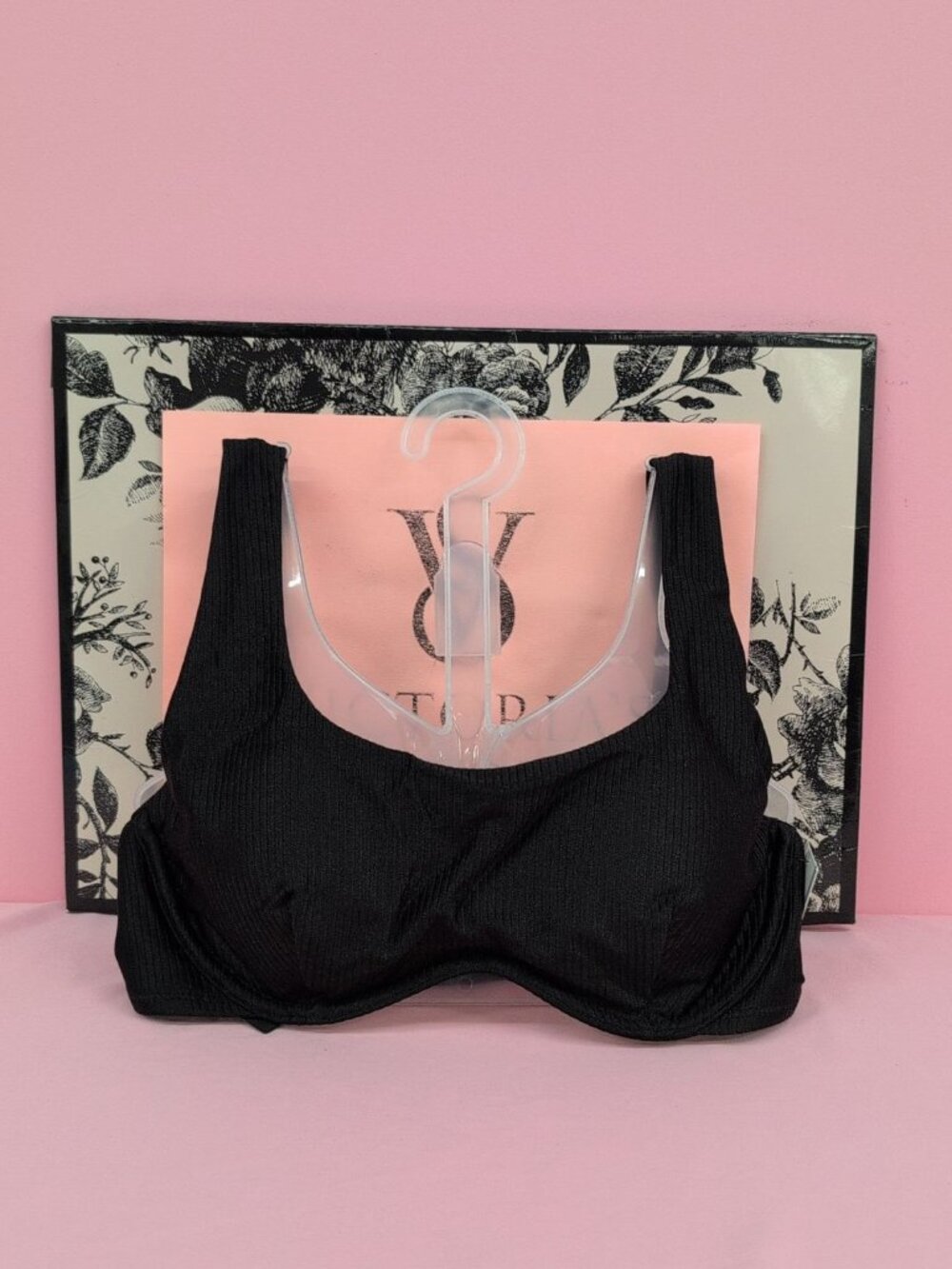 Victoria Secret PINK The Wave Underwire Pullover Bikini Top Medium Pure Black